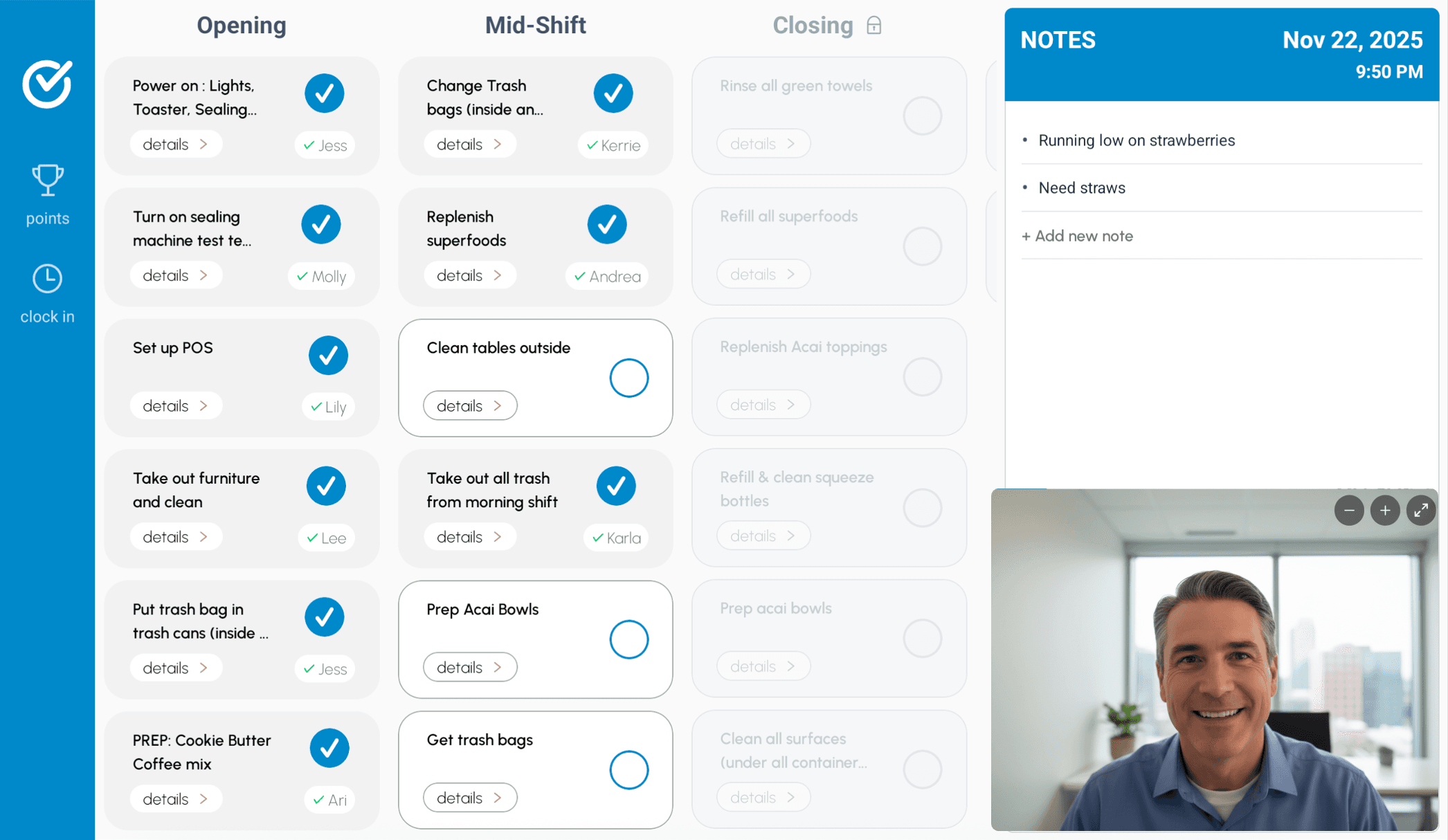 CheckinIn Tablet Interface